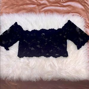 Lace off the shoulder crop top